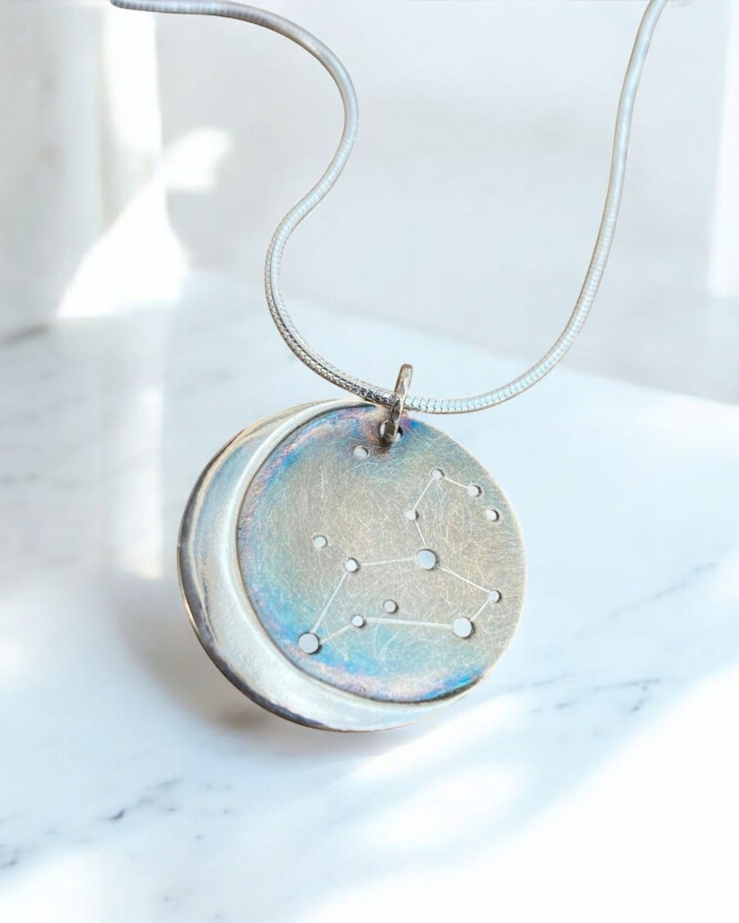 Zodiac Pendant: Customized Silver Moon Necklace