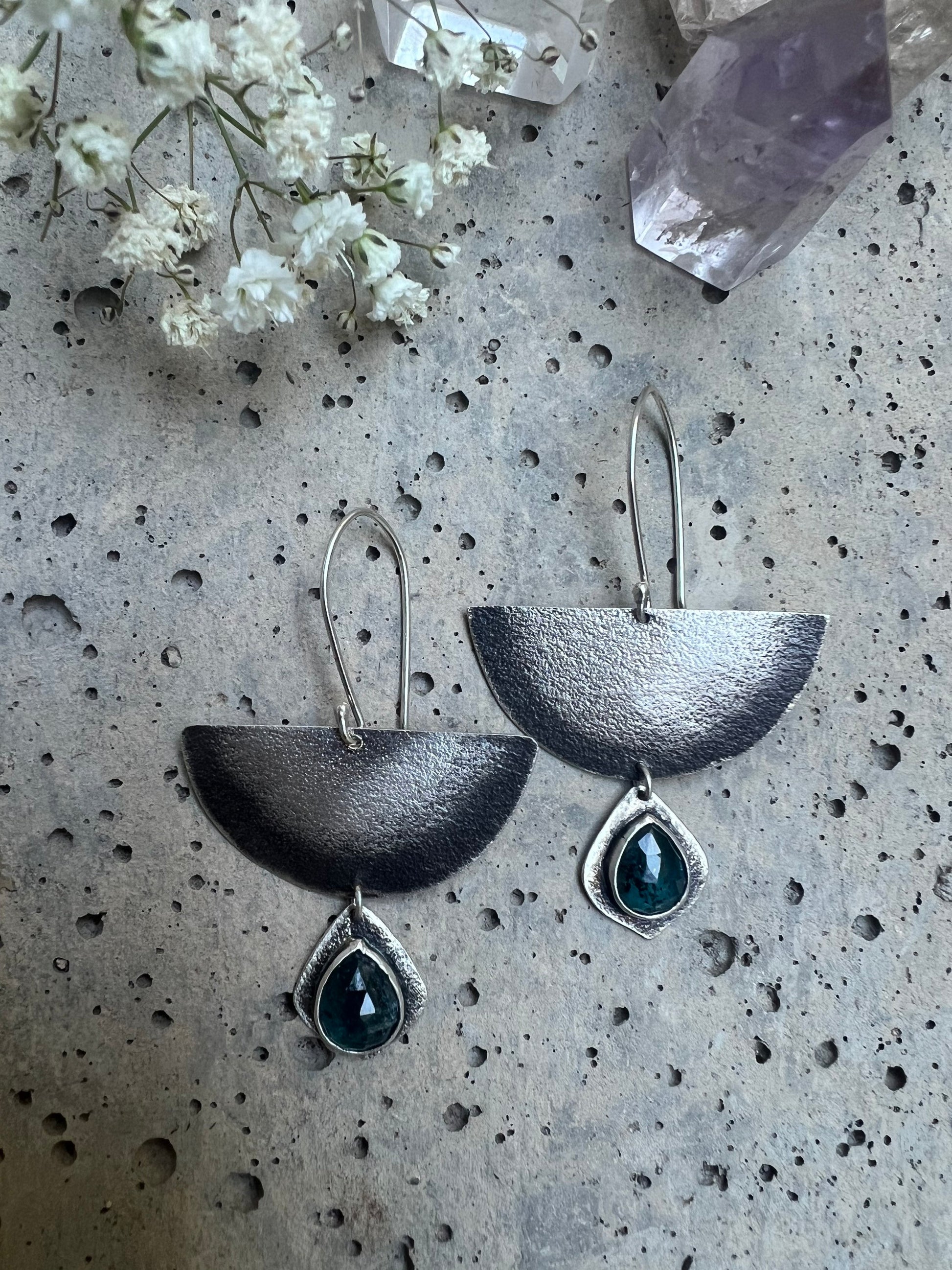 Elevate your style with our Lightweight Sterling Silver Dangle Earrings. Choose your favorite gemstone for maximum impact. These 60mm length earrings combine elegance and comfort